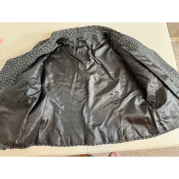 Sandro black & white tweed jacket blazer cropped collared button up lined Sz L - Picture 5 of 9